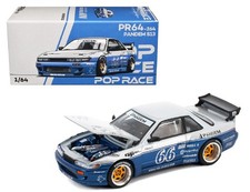 Pop Race 1:64 Nissan Silvia S13 Pandem #66 Moontech Blue Diecast Car PR640264