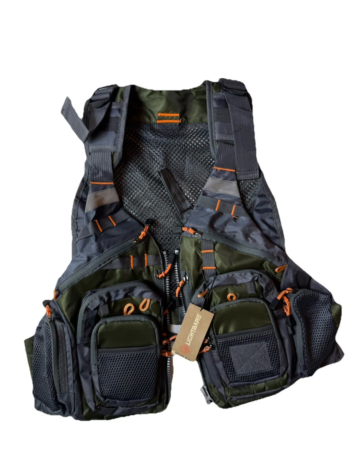 Lightbare Multi-pocket Fly Fishing Vest Backpack Chest Mesh Bag Adjustable NWT
