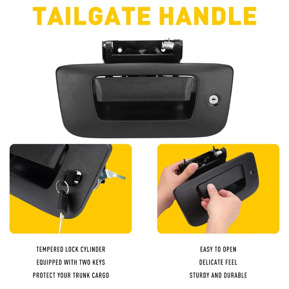 Tailgate Handle Latch w/Lock & Bezel For 2007-2014 Chevy Silverado GMC Sierra ED - Image 2 of 4
