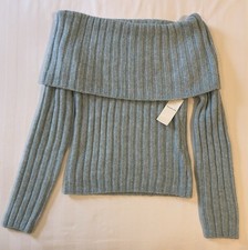 Abercrombie Fitch Women Off The Shoulder Sweater-Extra Small-Light Green-NWT