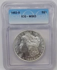 1882 S Morgan Silver Dollar ICG Blue Label MS-63 - Looks 64 or 65, Blast White