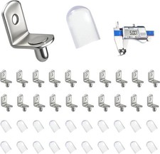 5mm L-Shaped Metal Shelf Support Pegs, 20PCS Shelf Pins Kit with 20PCS Protectiv