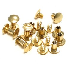 10 Pack 3/8 Gold Solid Brass Chicago Screws, Leather Repair, Screw Post, Book
