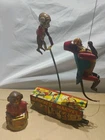1930's  Acrobatic Marvel! Tin Wind Up Plus Two More Monkey Toys