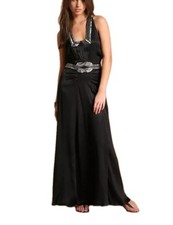 *CHARITY* Warehouse Vintage Style 20s 30s Black Dress Long Maxi 100% Silk  8 10