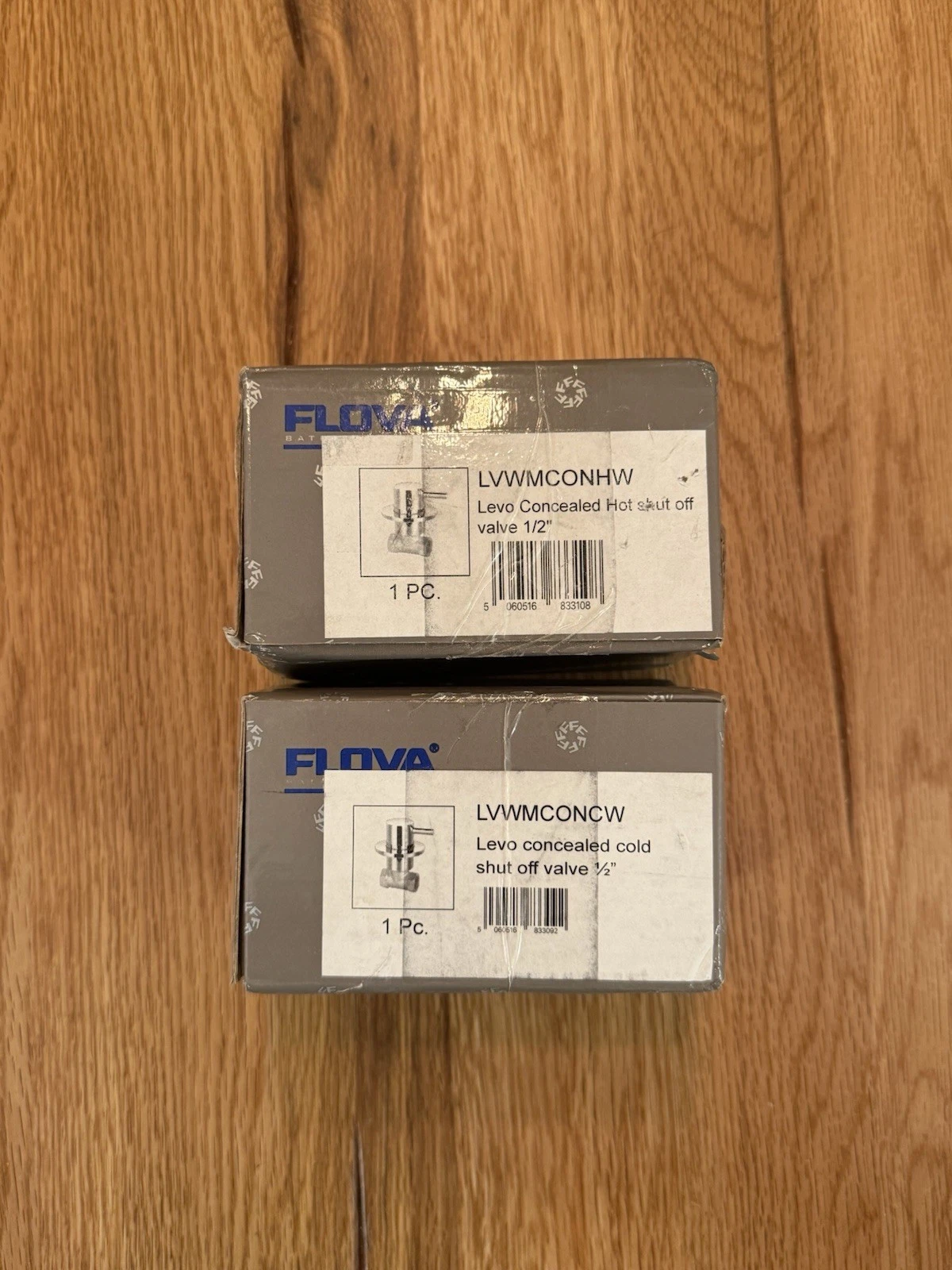 Flova Levo Concealed Hot & Cold Shut Off Valve Pair LVWMCONCW & LVWMCONHW - New