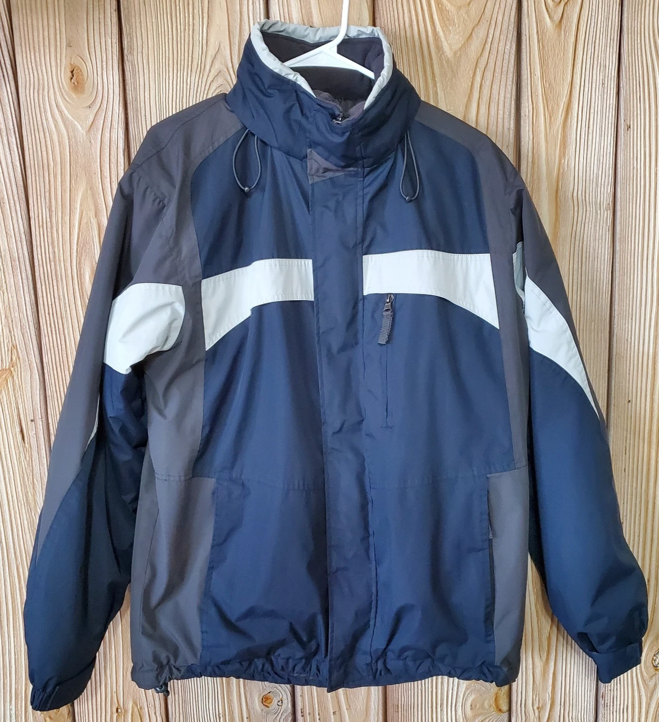 Canyon River Blues Jacket Mens Small 34-36 Blue Hooded Color Block Parka 5 Pckts