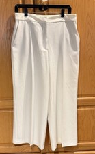 ZARA Women s Wide Leg Cream Trousers Dress Pants Flat Front Zipper Size M
