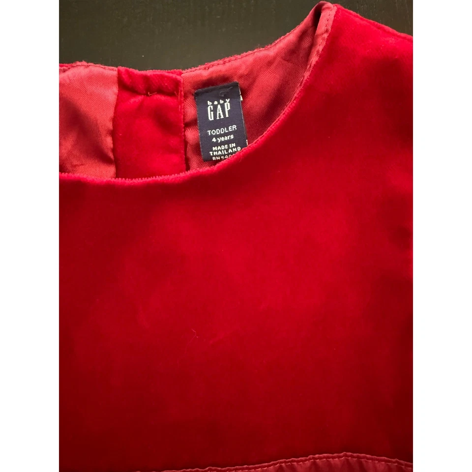 Vestido de fiesta de terciopelo Baby Gap para niñas pequeñas 4T rojo Navidad Navidad Foto 4 de 4