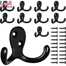 Heavy Duty Wall Hooks 10 Pack Zinc Coat Hooks Double Hooks Easy Installation New