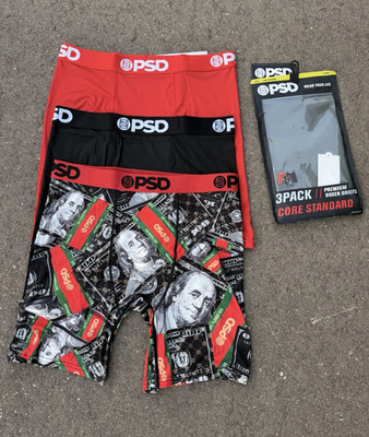 PSD Core Standard Premium Men's Boxer Briefs 3-Pack Size XL Multicolor Money