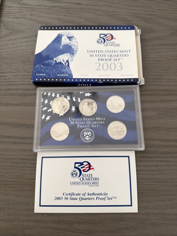 2003 State Quarter Clad Proof Set U.S. Mint Packaging OGP COA