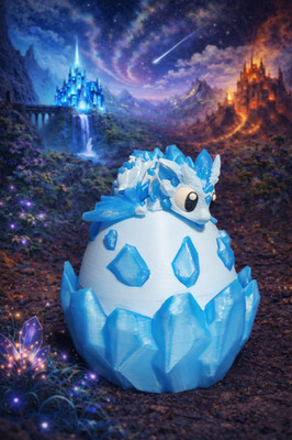 3D Printed XL (125%) Crystal Dragon & Egg Fidget Toy Kids Flexi Gift Decor ADHD