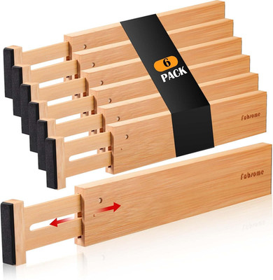Drawer Divider 6 Pack, Bamboo Dresser Organizers for Clothes Socks Underwear Bab