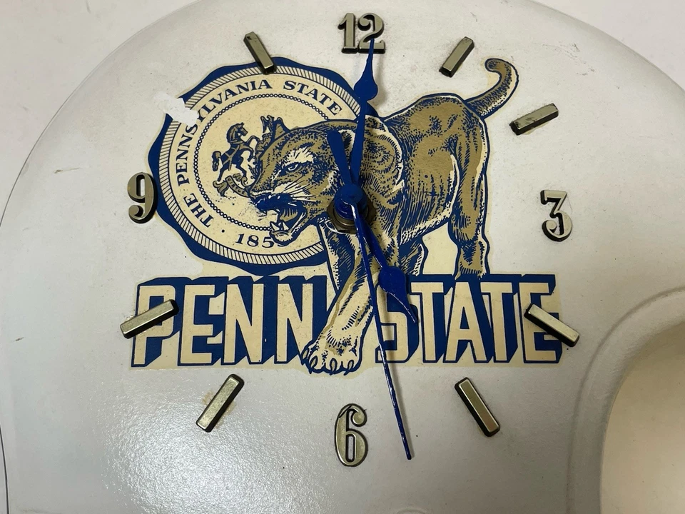 VINTAGE Penn State Nittany Lions Football Helmet Wall Clock Sports Watch 1980 - Image 3 of 4