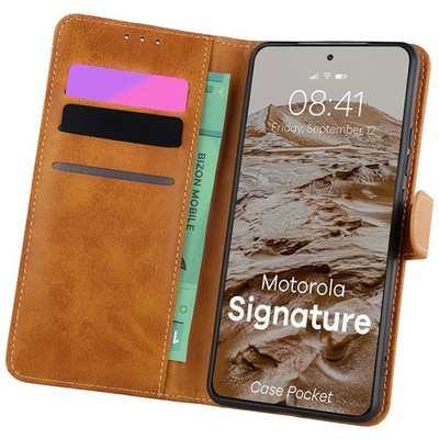 Handyhülle mit Klappe für Motorola Signature Bizon Case Case Flip Cover Braun