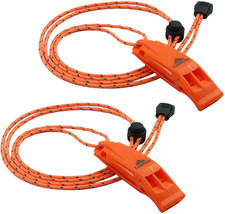 Loud Emergency Whistles with Lanyard - 2 Pack for Safety  Signaling