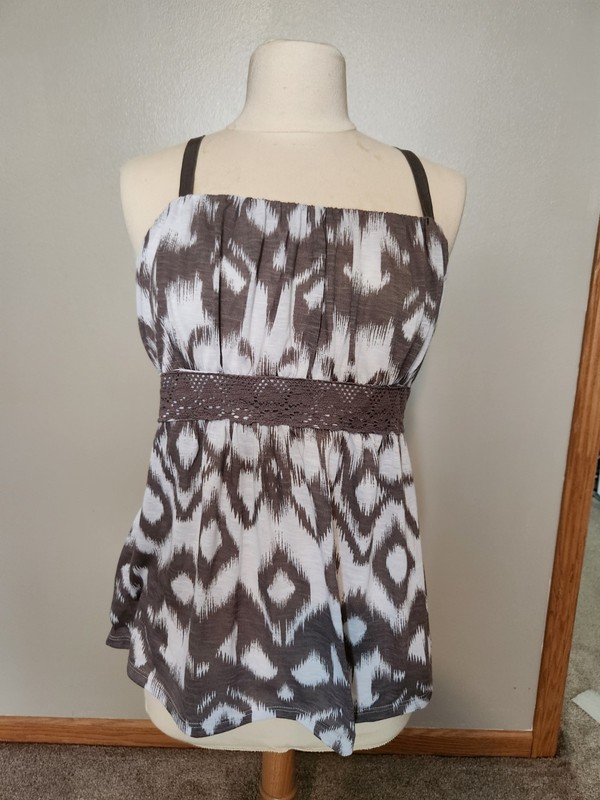 Torrid Baby Doll Sleeveless Top White And Brown Size 0