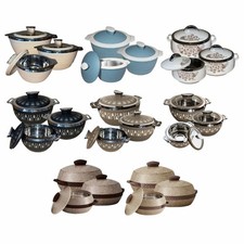 (Set of 3) Casserole Insulated Hot Pot Set Thermal Food Warmer 1, 1.5, 2 Litres