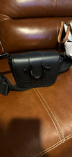 Mens Black Small Crossbody Bag Buckle Flap Cl...