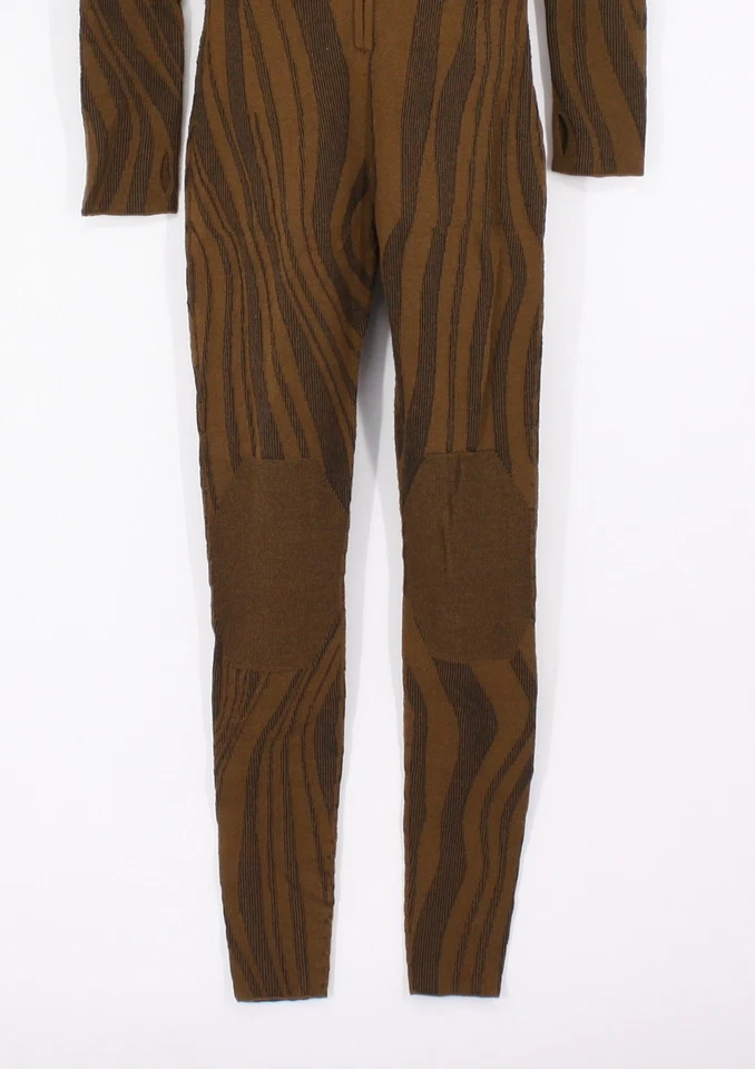 HOLDEN WOMENS MERINO WOOL KNIT JUMPSUIT BROWN PATTERNED UK S RRP £487 AD - Image 3 of 4