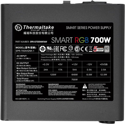 Thermaltake Smart RGB 700 Watt 80 PLUS RGB beleuchtet PC Stromversorgung