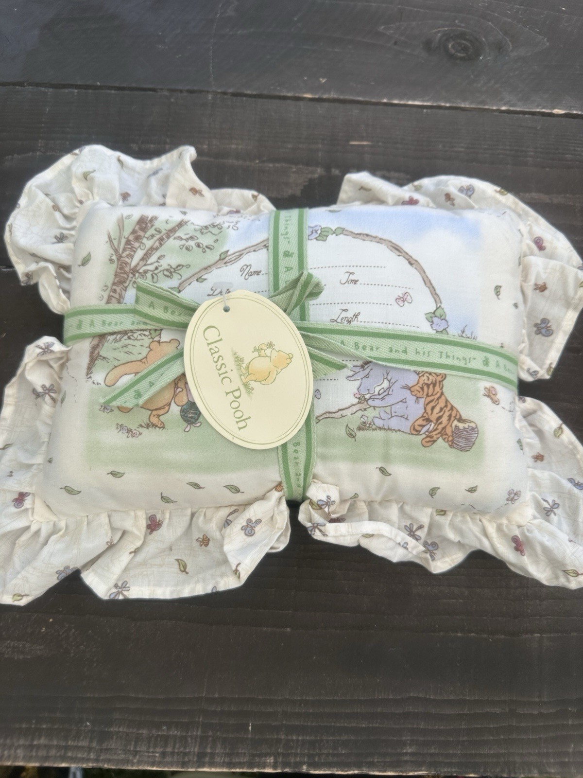 Vintage Winnie The Pooh Birthday Announcement Keepsake Pooh Piglet  Pillow