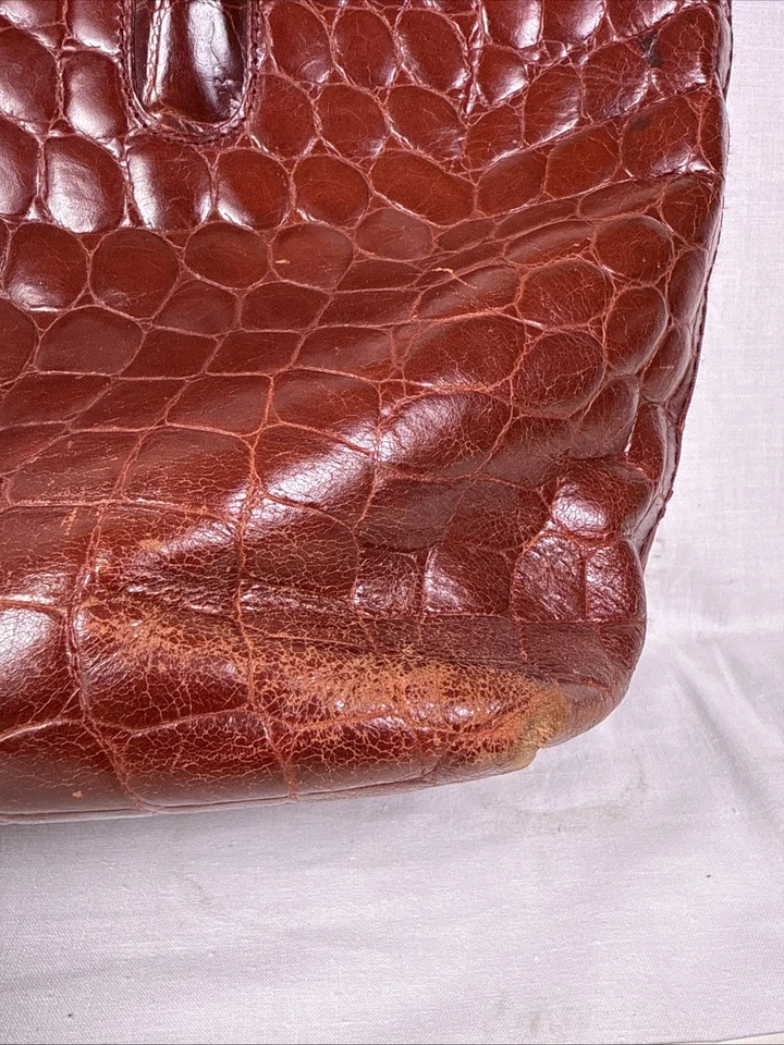 FURLA Mulled Wine Croc Embossed Leather D-light Tote Bag Made in Italy. Pics - Image 4 of 4