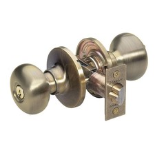 MASTER LOCK BC0105KA Knob Lockset,Biscuit Style,Antique Brass 492U82