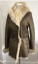 Iceberg Bronze Metallic Color Real Shearling Fur Coat Size S