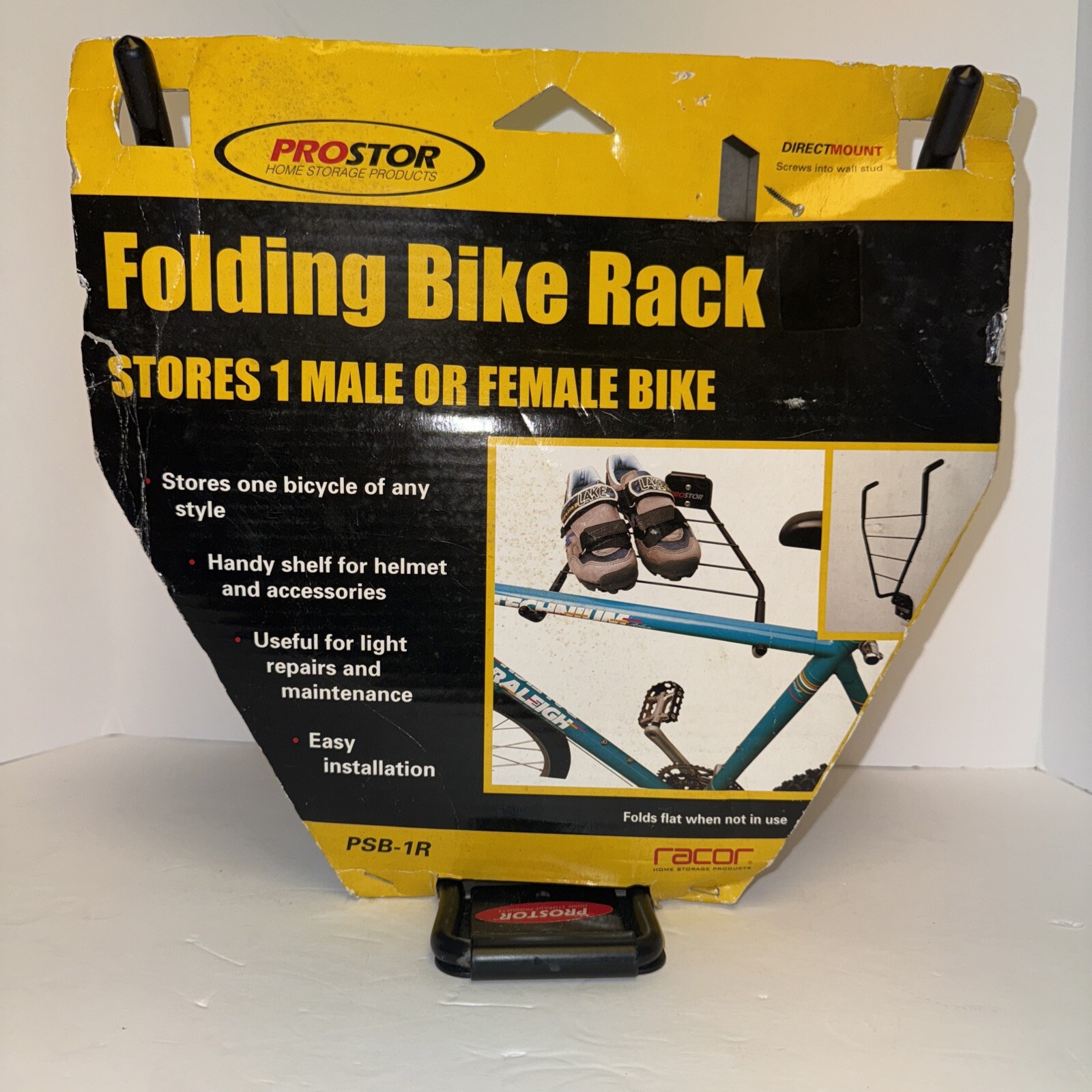 Racor Single Folding Bike Rack Wall Mount Black PSB-1R Space
