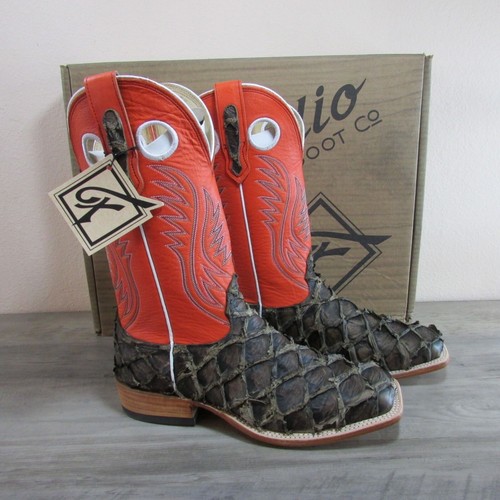 Fenoglio Herren Square Toe Arapaima Westernstiefel - Tabak Rustikal/Orange - FB0010
