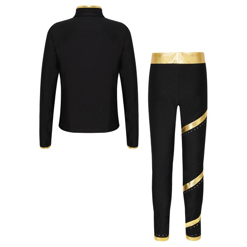 Kids Girls Sports Suit Athletic Figure Skating Costume Long Sleeve Tracksuit - Picture 8 of 65