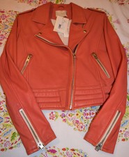Iro Soft Red Lambskin Leather Jacket New With Tags Size 42 Retail $1345.00