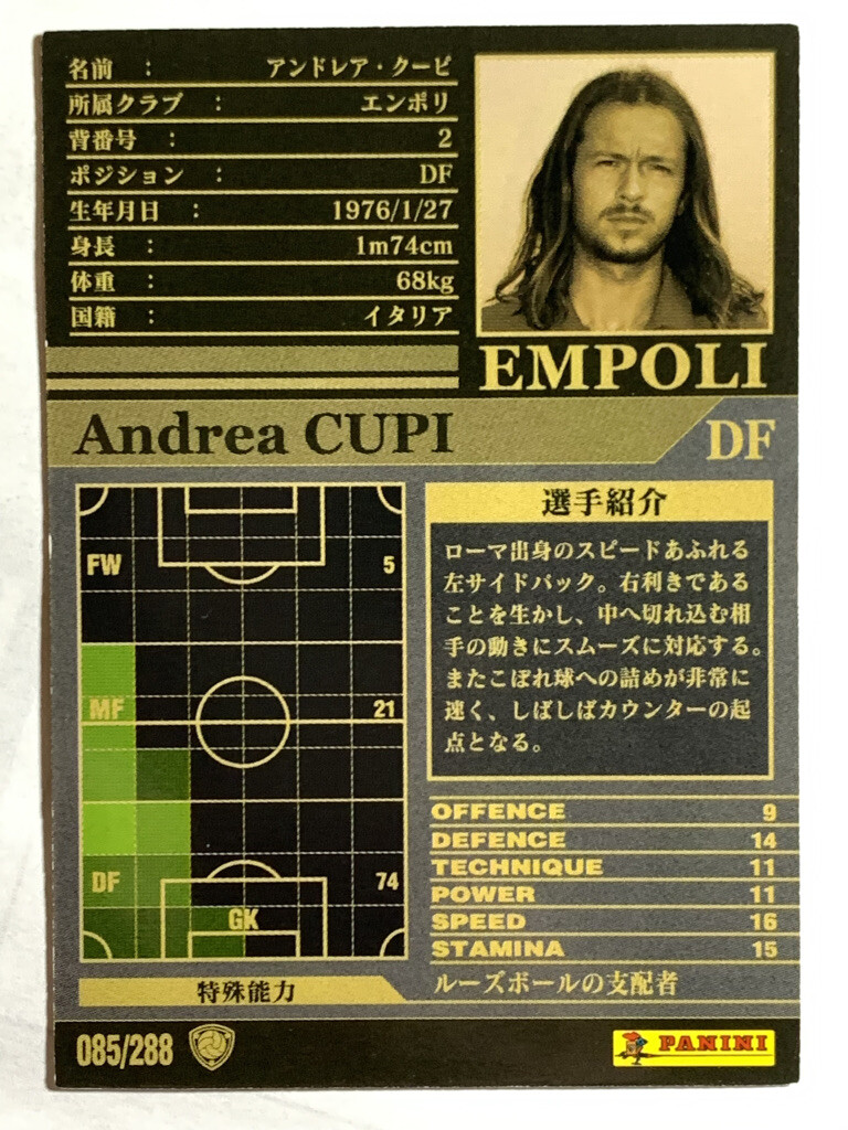 Andrea Cupi WCCF PANINI soccer card made in Japan sports Andrea Cupi WCCF PANINI soccer card made in Japan sports