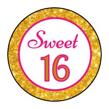 Sweet 16 birthday stickers, labels, tags, party