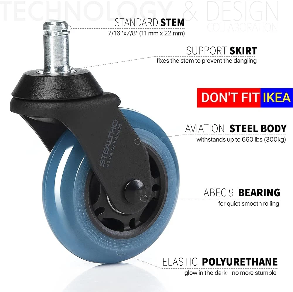 Polyurethane chair casters sales