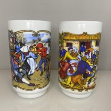 Old Mug To Beer France Vintage Deco Reception, Collection Lot Of 2 Christmas