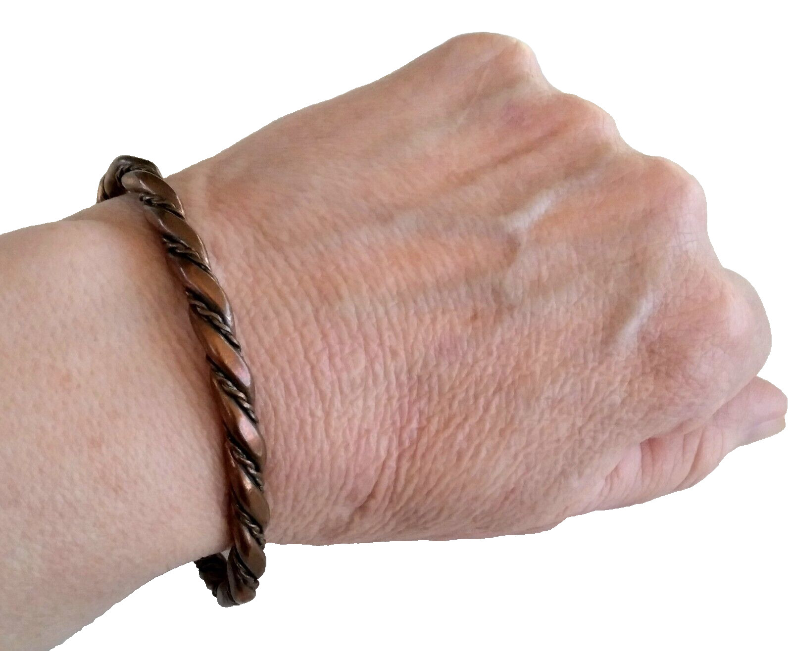 Heavy Vintage Solid Copper Twist Cuff Bracelet, U… - image 2