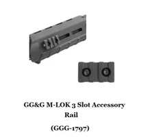 GG&G GGG-1797 - M-LOK MLOK - Aluminum - 3 Slot Accessory Rail - Black - NEW