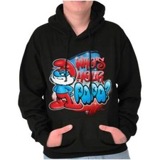The Smurfs Airbrushed Who's Your Papa Smurf Mens Hooded Sweatshirts Hoodie Tops