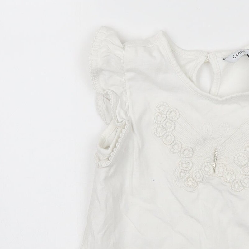 George Girls White Cotton blend Tank Size 3-4 Years  - erfl image 6
