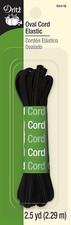 Oval Cord Elastic, 2-1/2-Yards, Black