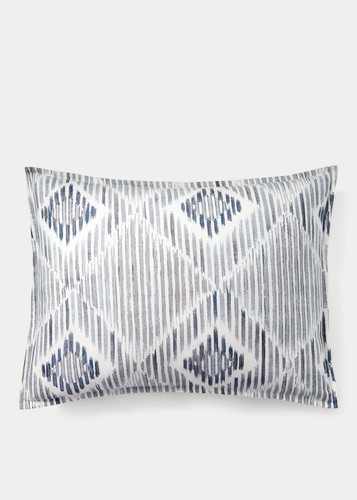 $350 Ralph Lauren Austin Diamond 3 Pc Cotton Duvet Cover Sham Set Grey Blue KING - Picture 8 of 9