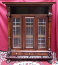 LIBRERIA 3 ANTE PRIMA META' 900 STILE RINASCIMENTO INTAGLIATO