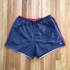 VTG 90s Nautica Swim Trunks Shorts XL Cotton Nylon Blend Navy Blue 6"