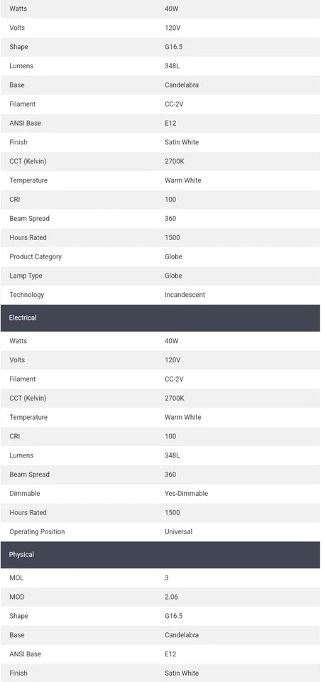 (2) 2-pack Bulbs of SATCO S3754 40w 120v Dimmable Decorative Globe Light Bulbs - Image 3 of 4