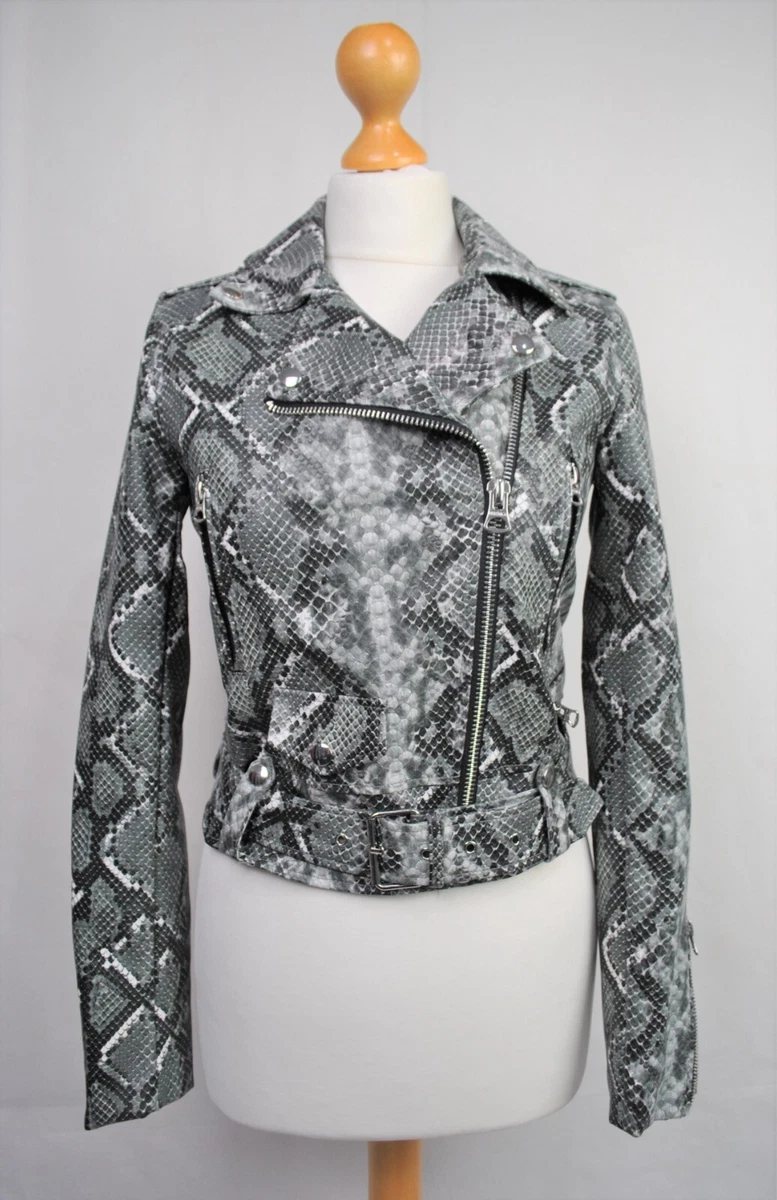 Snake print store biker jacket