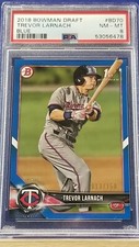 Trevor Larnach - 2018 Bowman Draft Paper Blue  PSA 8   #13/150