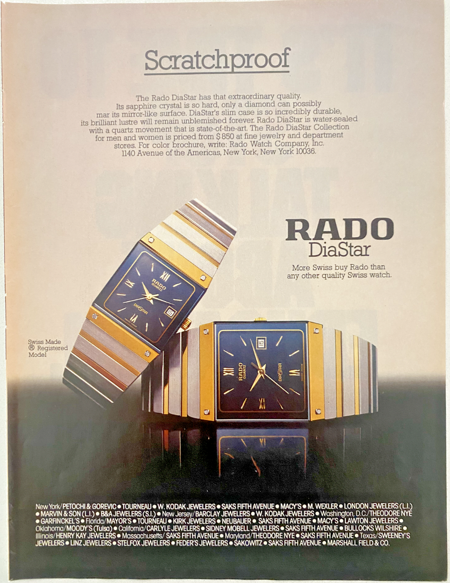 Rado DiaStar Swiss Watch Vintage 1984 Magazine Ad | eBay